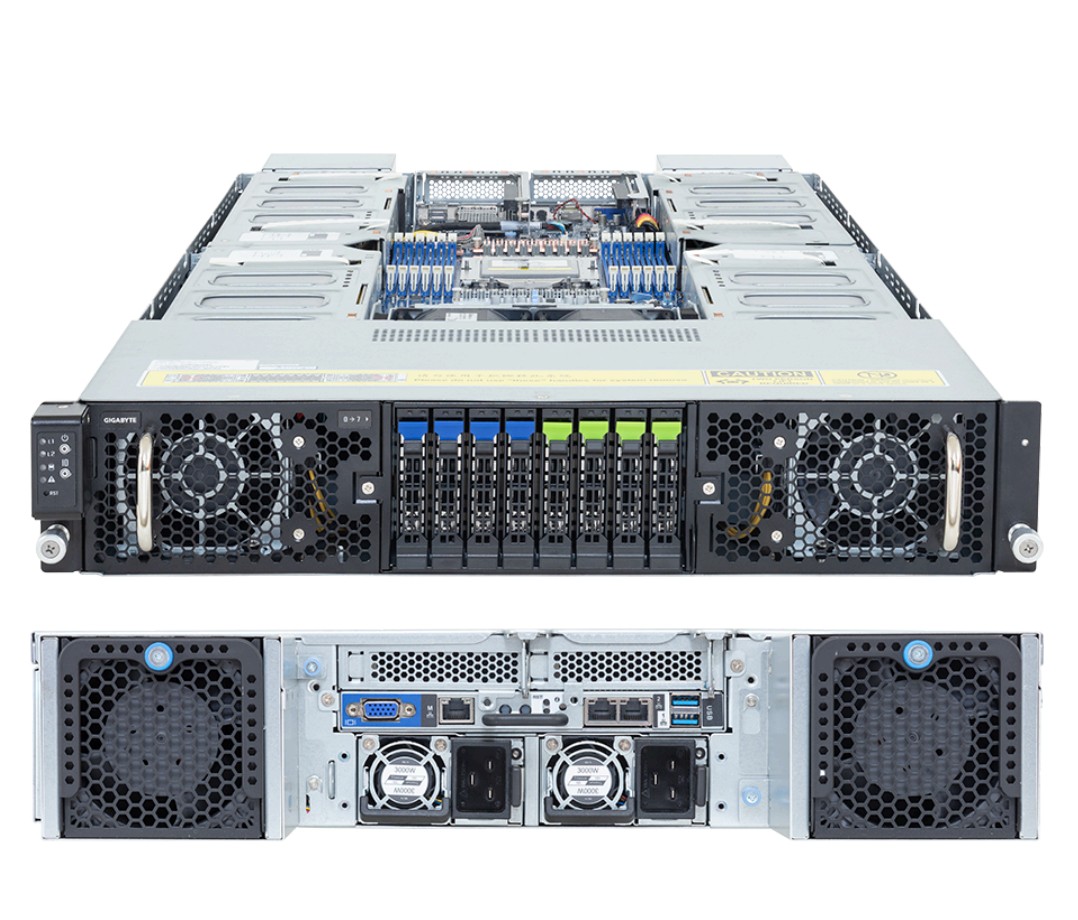 GIGABYTE G294-Z21-AAP2 sunucu ön ve arka görünümü