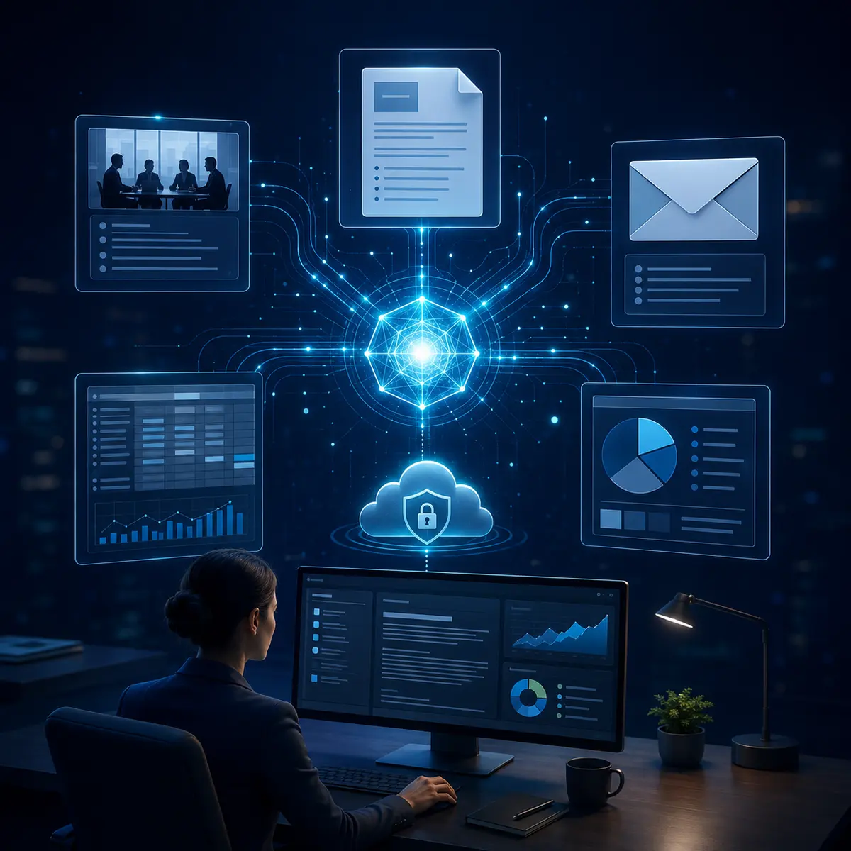 Microsoft 365 Copilot Business iş uygulamalarında yapay zeka görseli