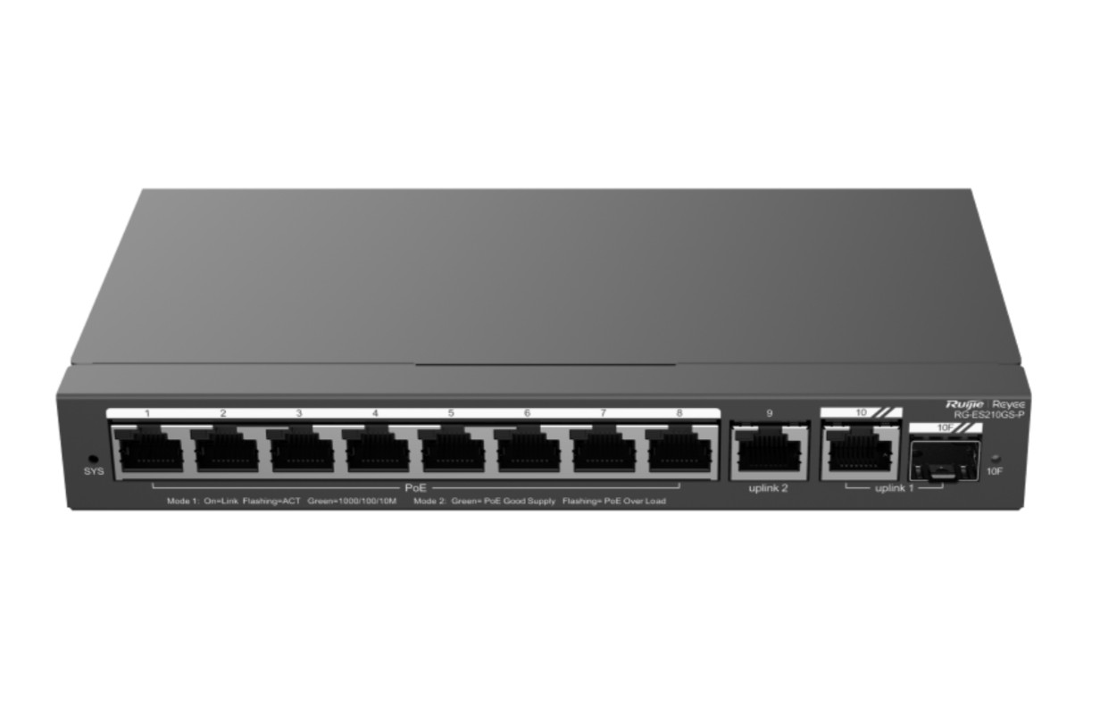Ruijie Reyee RG-ES210GS-P 8 port PoE+ bulut yönetimli switch